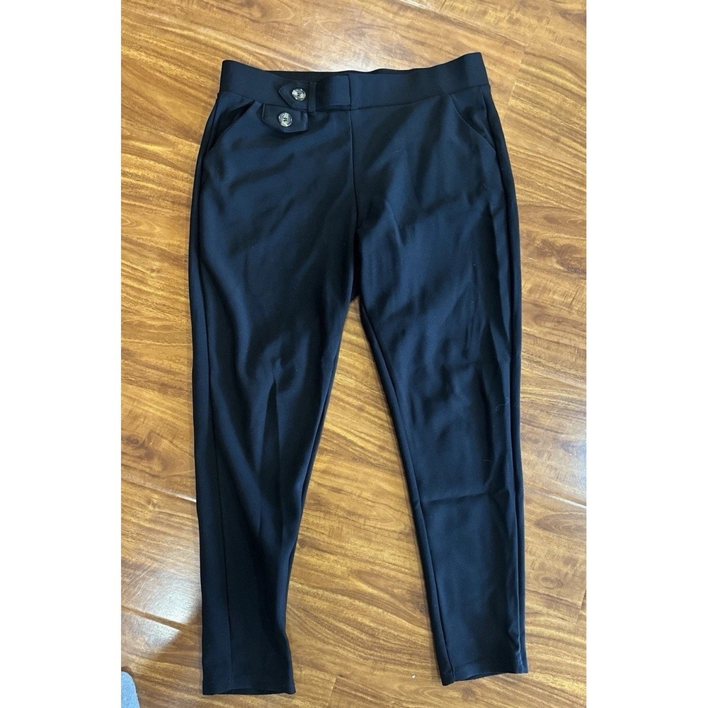 MAZE Collection Crop Pants Size L Black Pockets Waistband Thick‎ Capsule Comfort